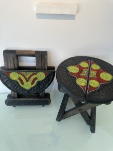 Ornamented collapsible wooden Stool – CRT196